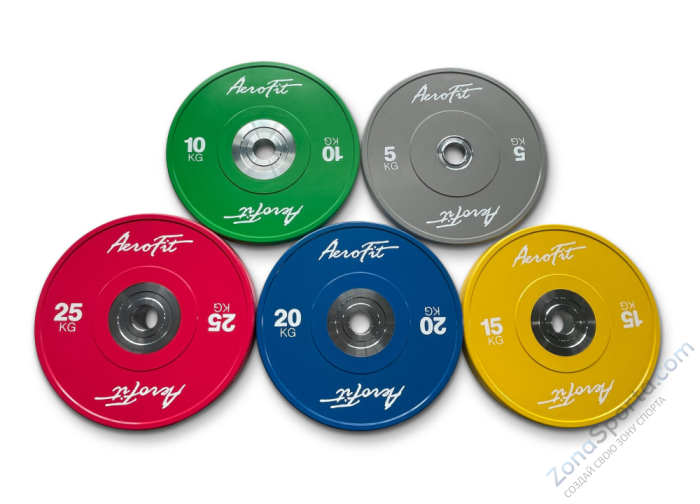 Бамперные диски для кроссфита, цветные 15 кг AeroFIT AFBDC Бамперные диски для кроссфита, цветные 15 кг AeroFIT AFBDC