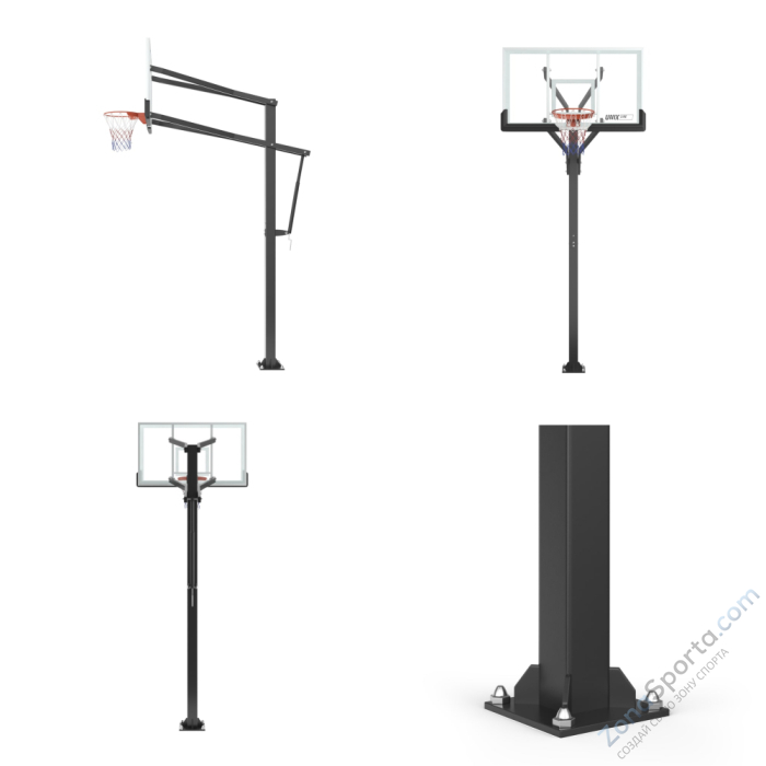 Баскетбольная стойка стационарная Unix Line B-Stand-TG PRO 72x42 R45 H230-305 см Баскетбольная стойка стационарная Unix Line B-Stand-TG PRO 72x42 R45 H230-305 см