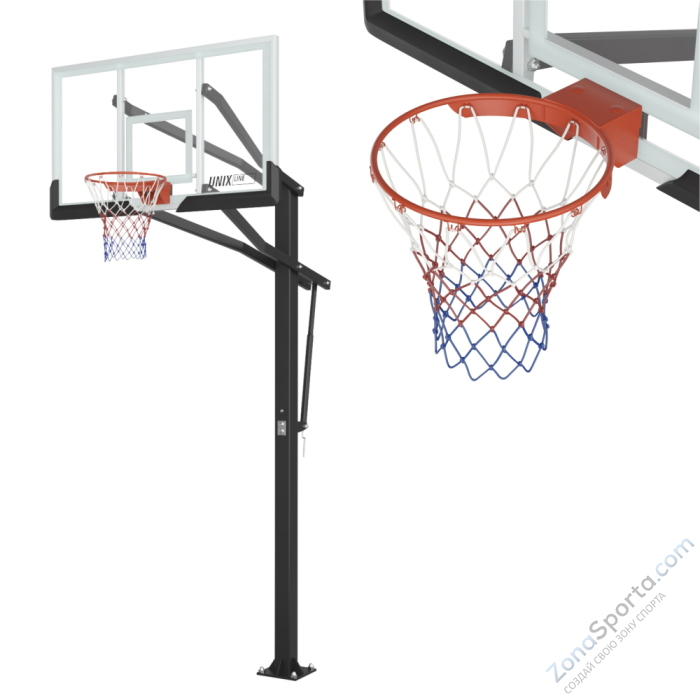 Баскетбольная стойка стационарная Unix Line B-Stand-TG PRO 72x42 R45 H230-305 см Баскетбольная стойка стационарная Unix Line B-Stand-TG PRO 72x42 R45 H230-305 см