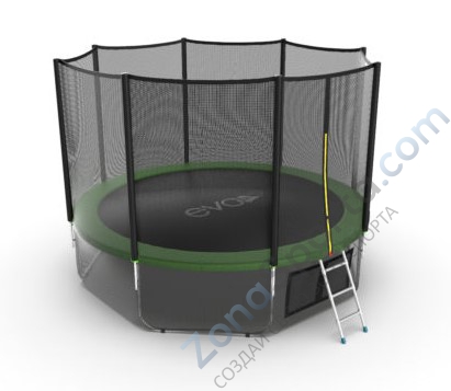 Батут Evo Jump External 12ft (Green) с нижней сетью Батут Evo Jump External 12ft (Green) с нижней сетью