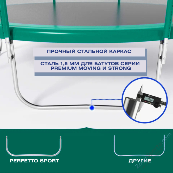Батут с защитной сеткой Perfetto Sport Premium Strong 12 диаметр 3,7 м зелёный Батут с защитной сеткой Perfetto Sport Premium Strong 12 диаметр 3,7 м зелёный