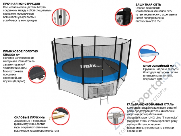 Батут Unix line 14 ft outside (Blue)
