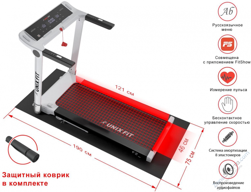 Беговая дорожка Unix Fit Hi-tech F2 Arctic Ice Беговая дорожка Unix Fit Hi-tech F2 Arctic Ice