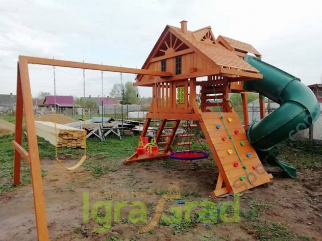 Деревянная детская площадка для дачи Igragrad Крепость Фани Deluxe 2