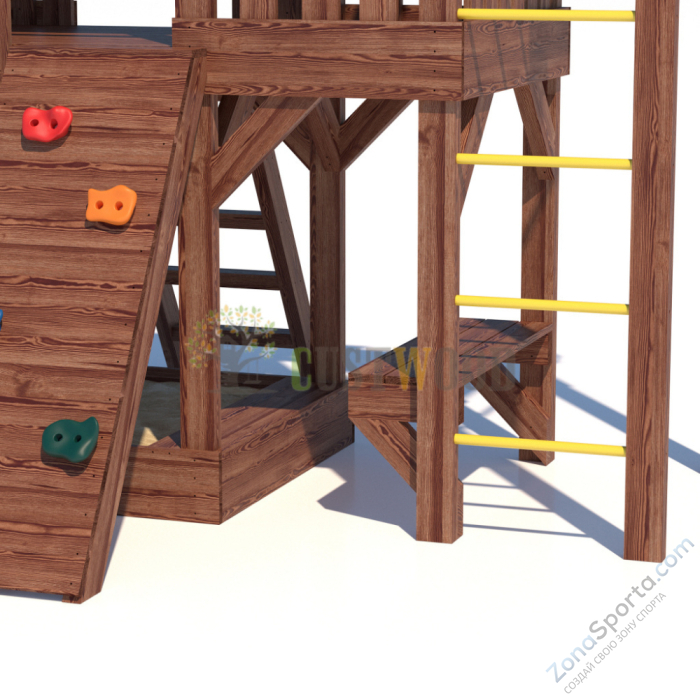 Детская деревянная игровая площадка для улицы дачи CustWood Scout SC10 с большой деревянной крышей Детская деревянная игровая площадка для улицы дачи CustWood Scout SC10 с большой деревянной крышей