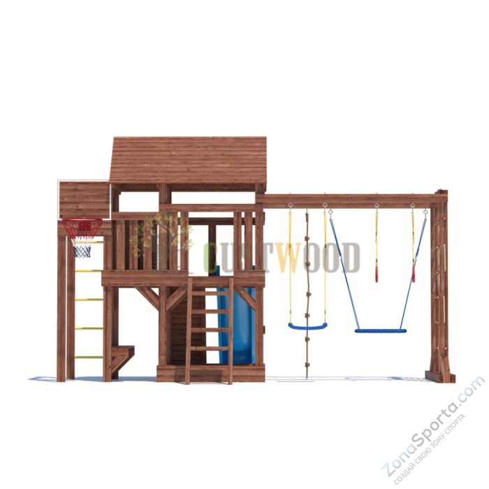 Детская деревянная игровая площадка для улицы дачи CustWood Scout SC10 с большой деревянной крышей Детская деревянная игровая площадка для улицы дачи CustWood Scout SC10 с большой деревянной крышей