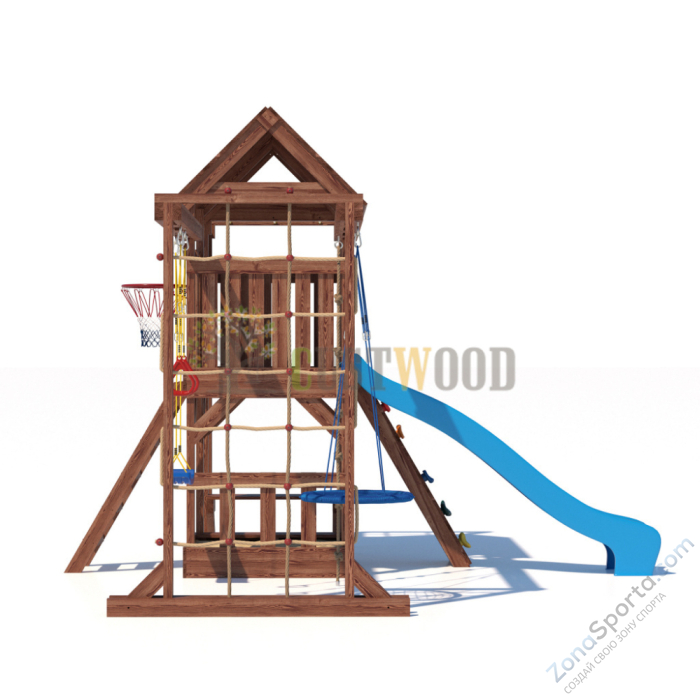 Детская деревянная игровая площадка для улицы дачи CustWood Scout SC10 с большой деревянной крышей Детская деревянная игровая площадка для улицы дачи CustWood Scout SC10 с большой деревянной крышей
