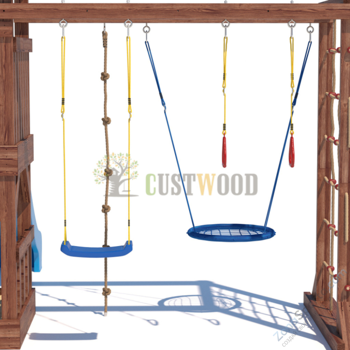 Детская деревянная игровая площадка для улицы дачи CustWood Scout SC10 с большой деревянной крышей Детская деревянная игровая площадка для улицы дачи CustWood Scout SC10 с большой деревянной крышей