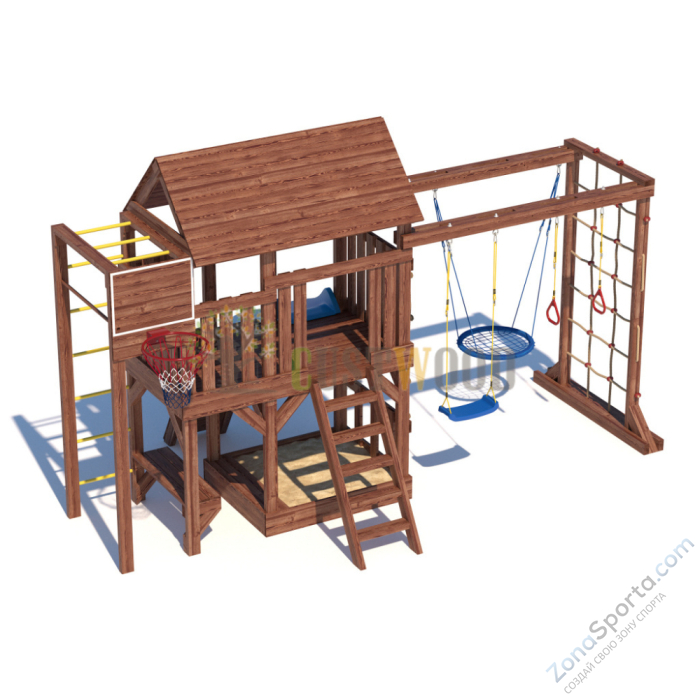 Детская деревянная игровая площадка для улицы дачи CustWood Scout SC10 с большой деревянной крышей Детская деревянная игровая площадка для улицы дачи CustWood Scout SC10 с большой деревянной крышей