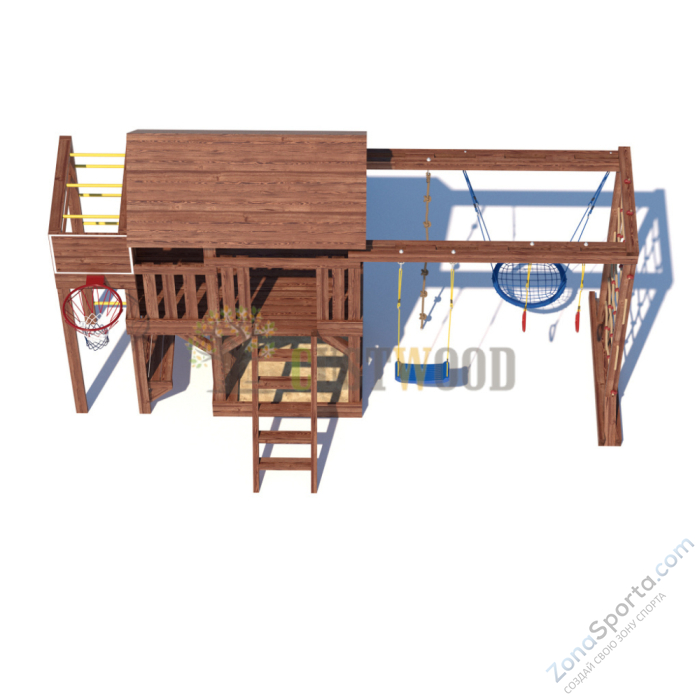 Детская деревянная игровая площадка для улицы дачи CustWood Scout SC10 с большой деревянной крышей Детская деревянная игровая площадка для улицы дачи CustWood Scout SC10 с большой деревянной крышей