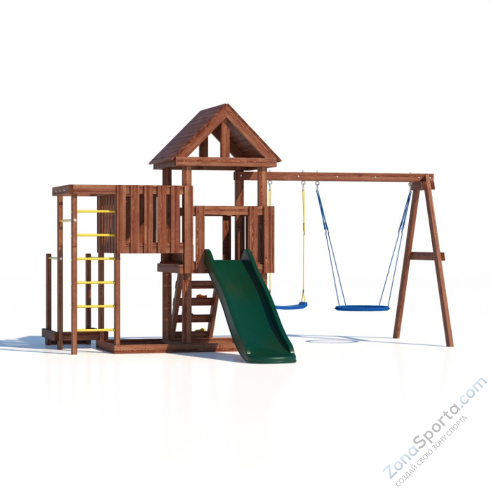 Детская площадка CustWood Junior Color JC9 с деревянной крышей Детская площадка CustWood Junior Color JC9 с деревянной крышей