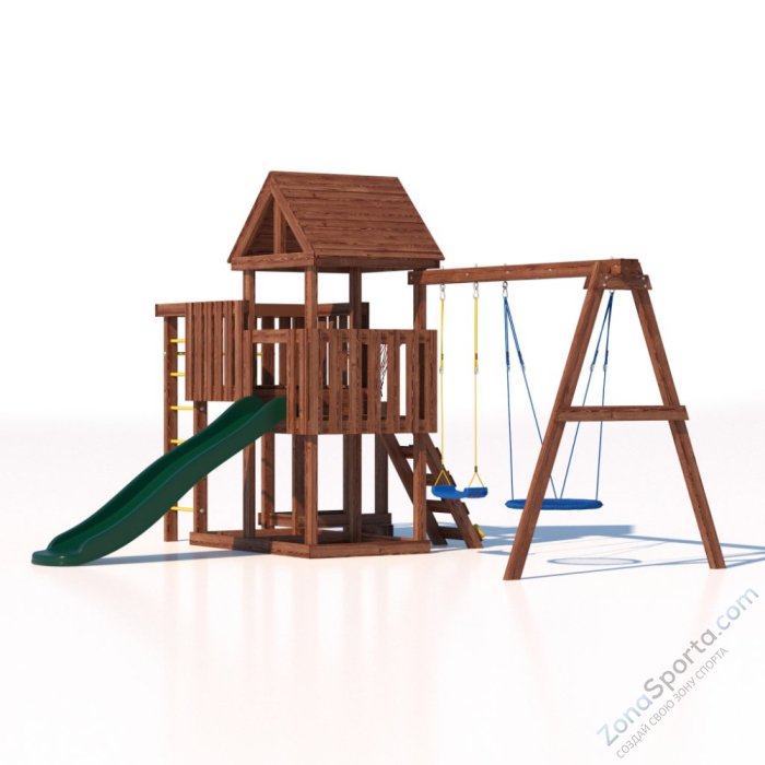 Детская площадка CustWood Junior Color JC9 с деревянной крышей Детская площадка CustWood Junior Color JC9 с деревянной крышей