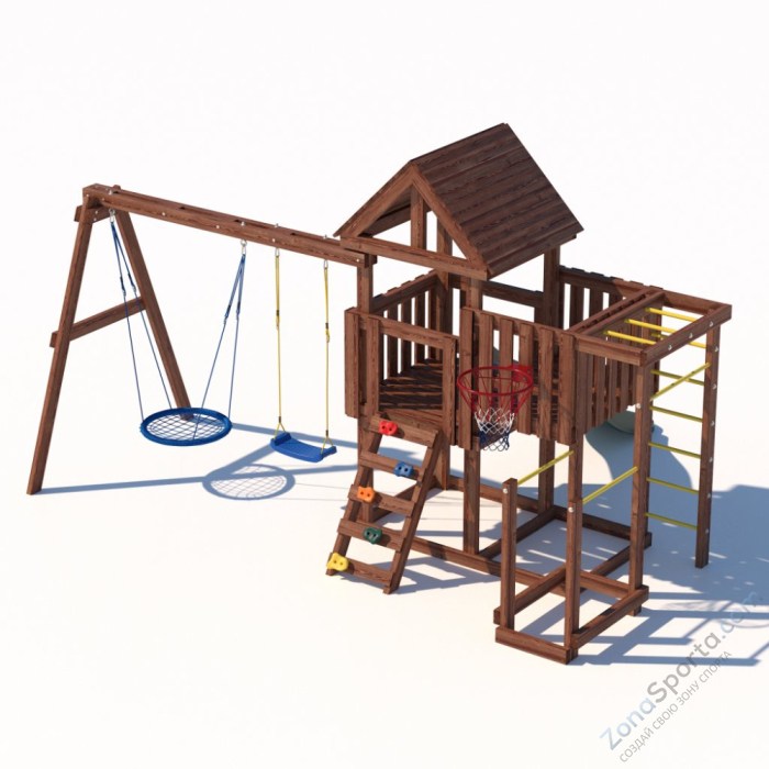 Детская площадка CustWood Junior Color JC9 с деревянной крышей Детская площадка CustWood Junior Color JC9 с деревянной крышей