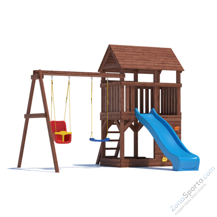 Детская площадка CustWood Scout SC3+ с деревянной крышей  Детская площадка CustWood Scout SC3+ с деревянной крышей