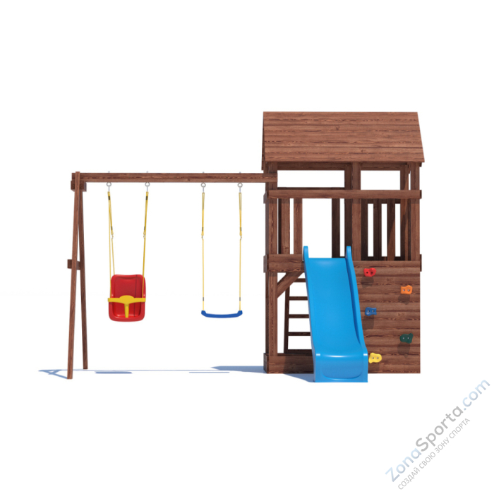 Детская площадка CustWood Scout SC3+ с деревянной крышей  Детская площадка CustWood Scout SC3+ с деревянной крышей