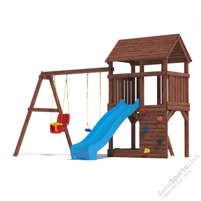 Детская площадка CustWood Scout SC3+ с деревянной крышей  Детская площадка CustWood Scout SC3+ с деревянной крышей