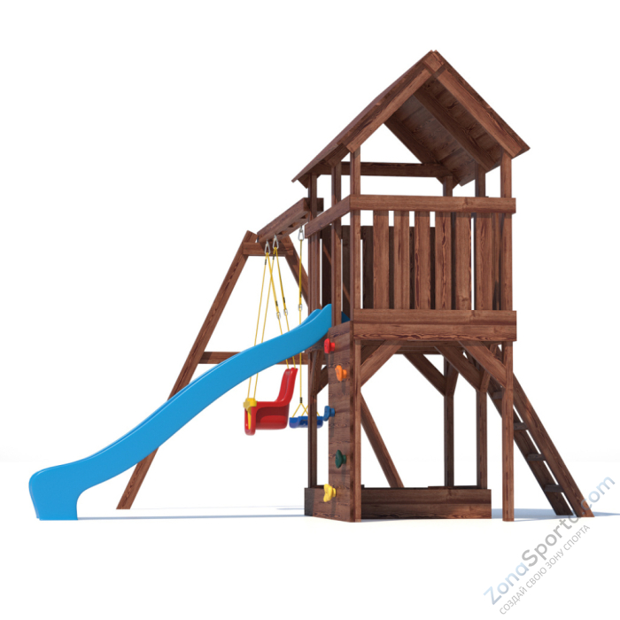Детская площадка CustWood Scout SC3+ с деревянной крышей  Детская площадка CustWood Scout SC3+ с деревянной крышей