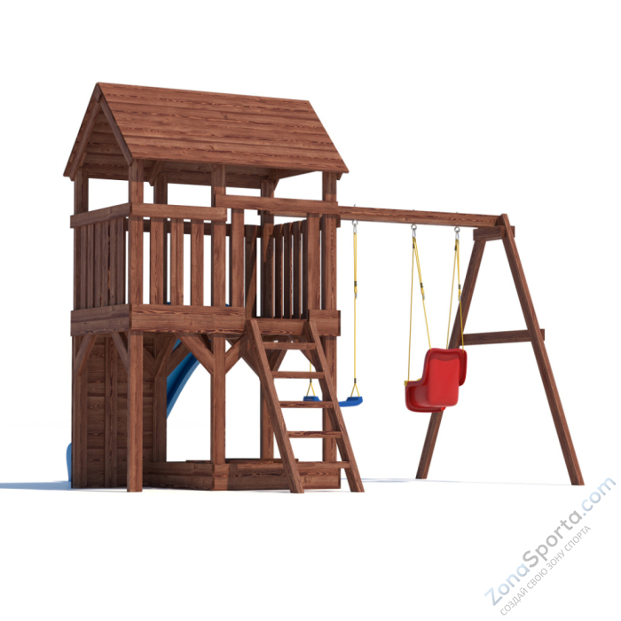 Детская площадка CustWood Scout SC3+ с деревянной крышей  Детская площадка CustWood Scout SC3+ с деревянной крышей
