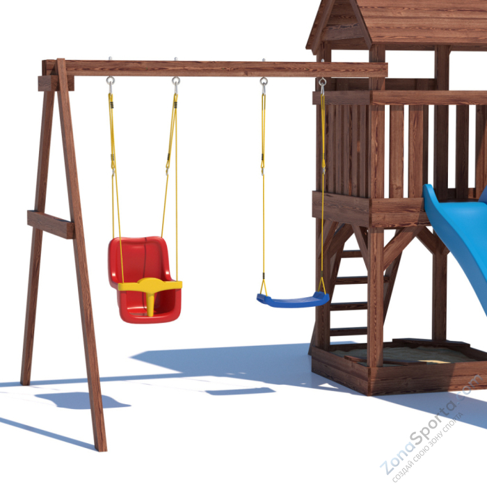 Детская площадка CustWood Scout SC3+ с деревянной крышей  Детская площадка CustWood Scout SC3+ с деревянной крышей