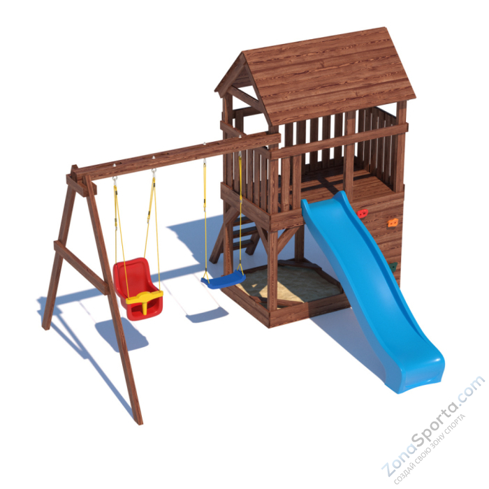 Детская площадка CustWood Scout SC3+ с деревянной крышей  Детская площадка CustWood Scout SC3+ с деревянной крышей