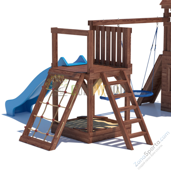 Детская деревянная игровая площадка для улицы дачи CustWood Scout SC9 с деревянной крышей Детская деревянная игровая площадка для улицы дачи CustWood Scout SC9 с деревянной крышей