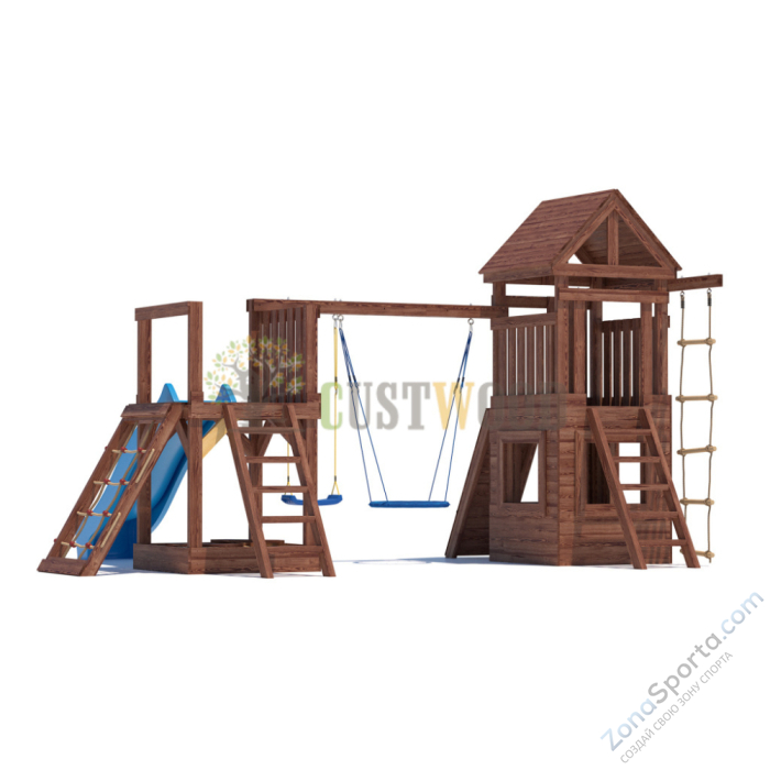 Детская деревянная игровая площадка для улицы дачи CustWood Scout SC9 с деревянной крышей Детская деревянная игровая площадка для улицы дачи CustWood Scout SC9 с деревянной крышей