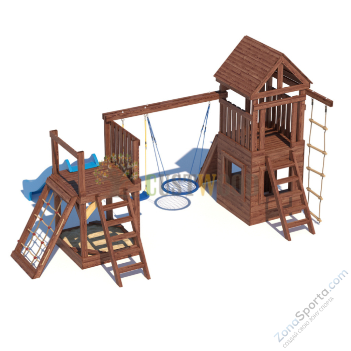 Детская деревянная игровая площадка для улицы дачи CustWood Scout SC9 с деревянной крышей Детская деревянная игровая площадка для улицы дачи CustWood Scout SC9 с деревянной крышей