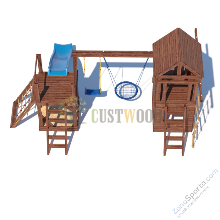 Детская деревянная игровая площадка для улицы дачи CustWood Scout SC9 с деревянной крышей Детская деревянная игровая площадка для улицы дачи CustWood Scout SC9 с деревянной крышей