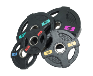 Диск олимпийский обрезиненный черный с двумя хватами Original FitTools FT-2HGP-15 15 кг