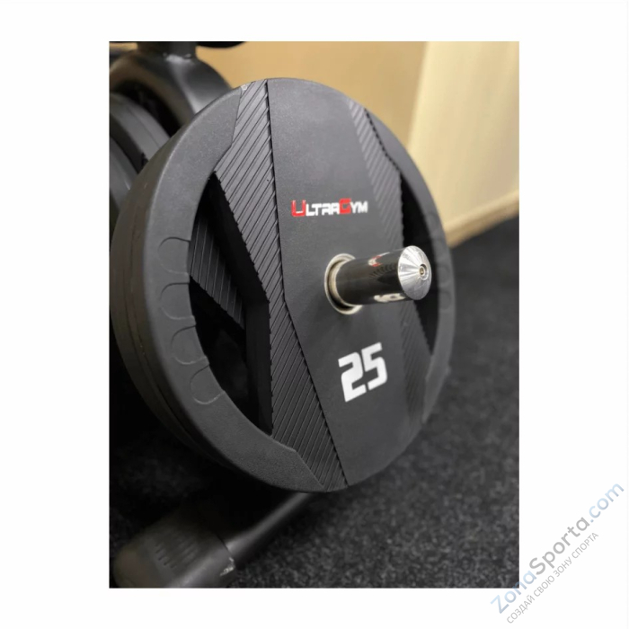 Диск полиуретановый с двумя хватами UltraGym UG2030С 10 кг Диск полиуретановый с двумя хватами UltraGym UG2030С 10 кг