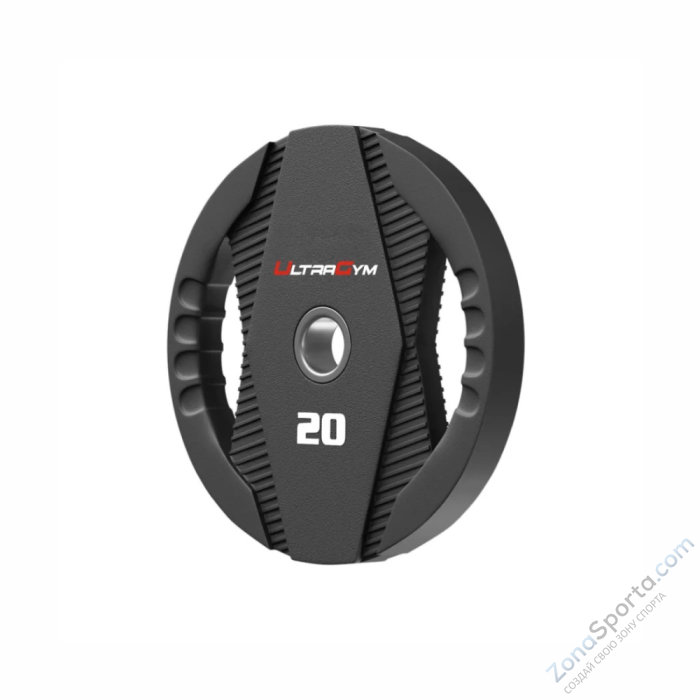 Диск полиуретановый с двумя хватами UltraGym UG2030С 2,5 кг  Диск полиуретановый с двумя хватами UltraGym UG2030С 2,5 кг