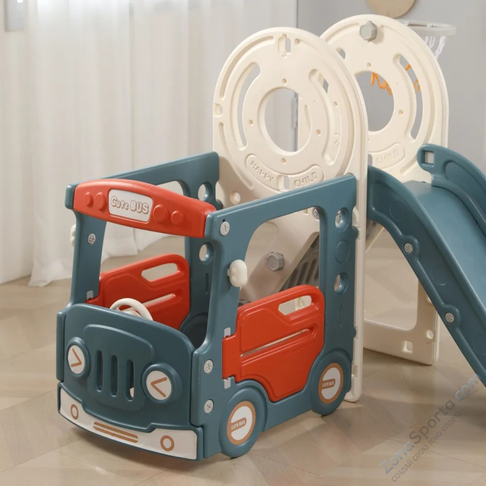 Игровой комплекс с горкой и качелями Unix Kids Bus (171 cm) Red