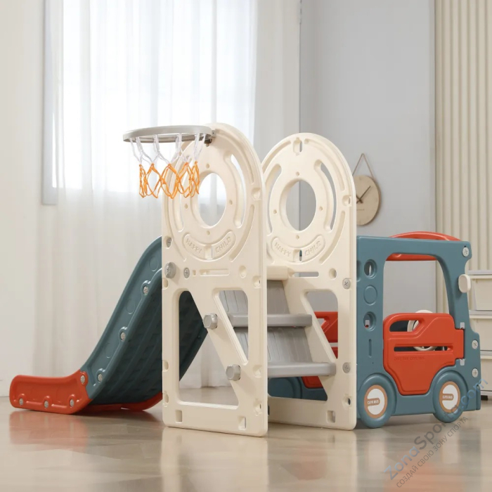 Игровой комплекс с горкой и качелями Unix Kids Bus (171 cm) Red