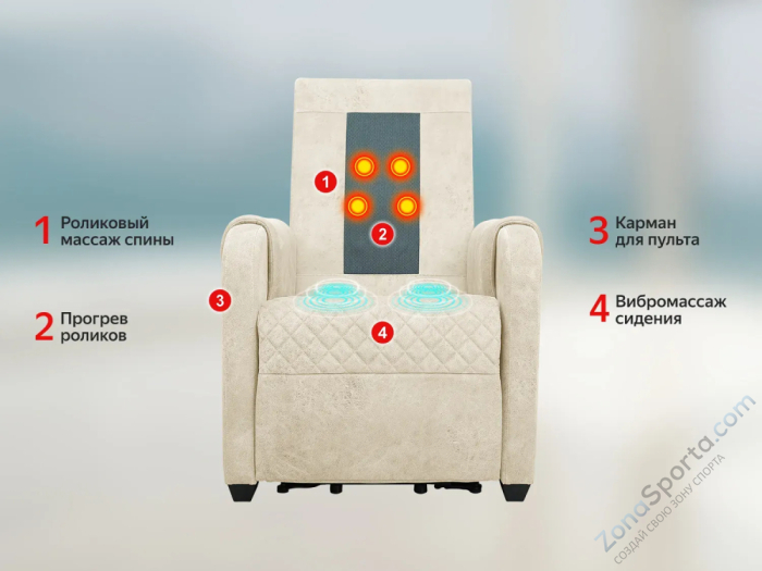 Кресло-реклайнер электрический с подъемом и массажем Fujimo Lounge Up F7003 FLFL Ваниль Кресло-реклайнер электрический с подъемом и массажем Fujimo Lounge Up F7003 FLFL Ваниль