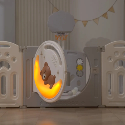 Манеж Unix Kids DeLuxe Grey 150 x 180 см с баскетбольным кольцом и ковриком