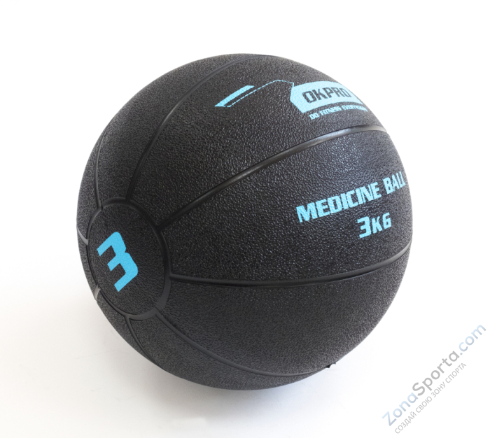 Мяч медицинский 3 кг обрезиненный OKPRO Мяч медицинский 3 кг обрезиненный OKPRO