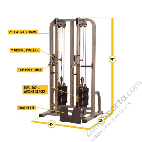 Сдвоенная блочная стойка Body Solid SDC2000G-2 Сдвоенная блочная стойка Body Solid SDC2000G-2