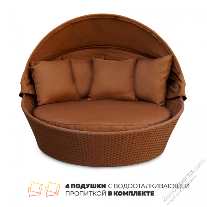 Шезлонг-диван Kvimol КМ-0099 коричневый из искусственного ротанга Шезлонг-диван Kvimol КМ-0099 коричневый из искусственного ротанга