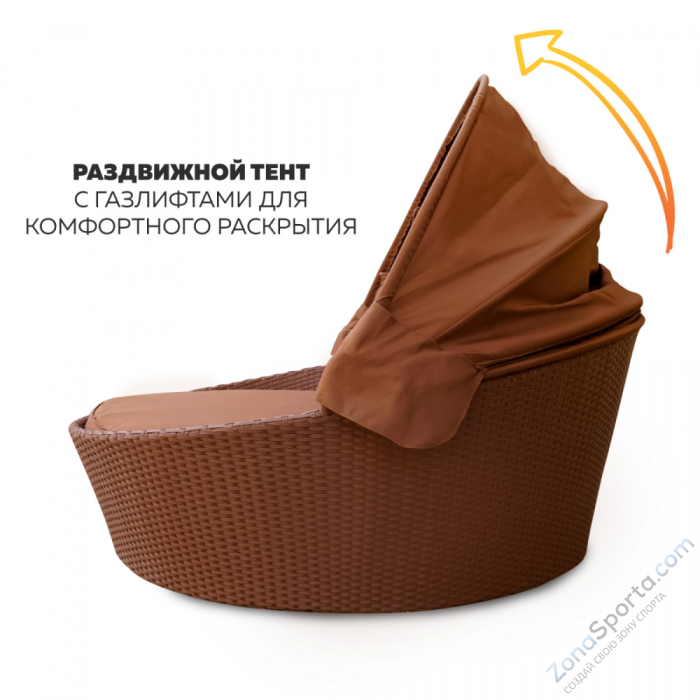 Шезлонг-диван Kvimol КМ-0099 коричневый из искусственного ротанга Шезлонг-диван Kvimol КМ-0099 коричневый из искусственного ротанга